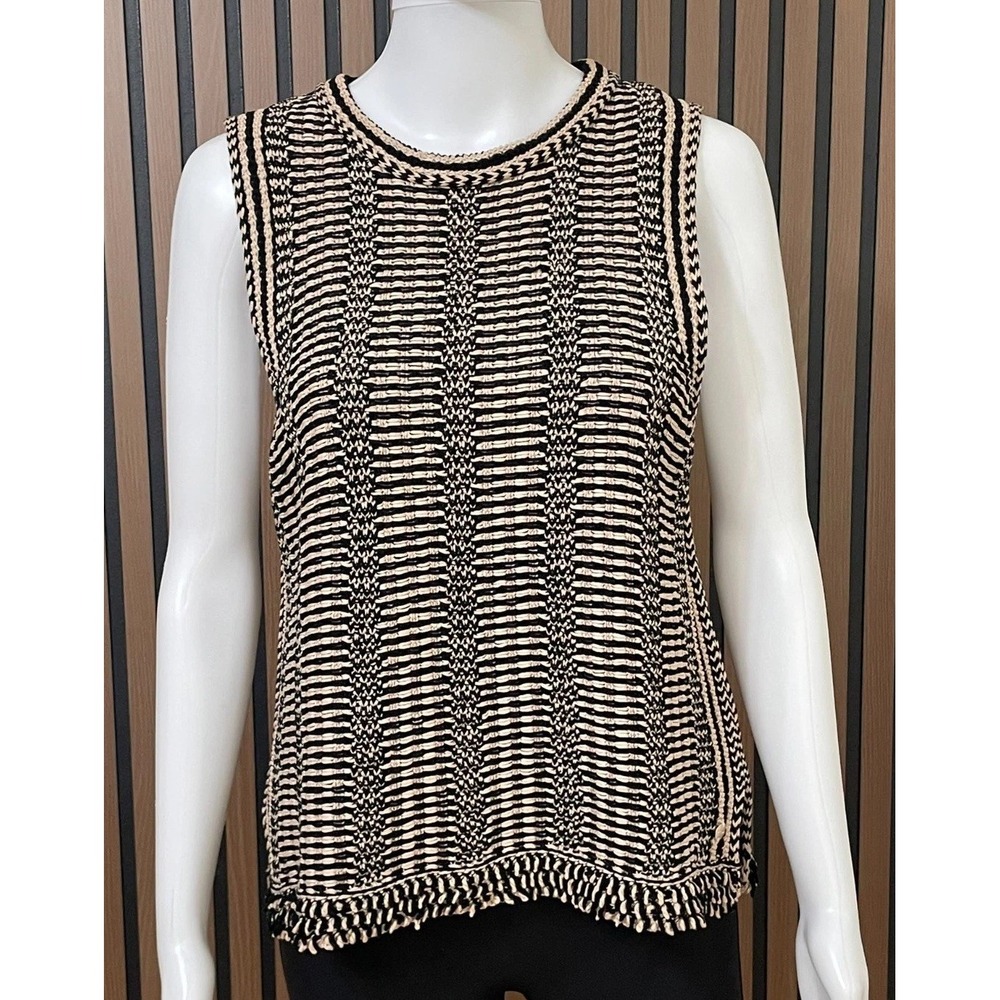 Marc Cain Rethink Together Women's N3 Medium Black Tank Top Knit German Artsy